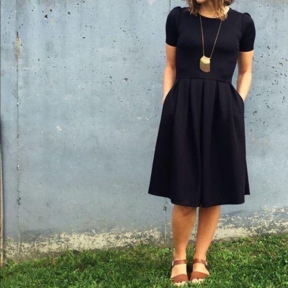 LuLaRoe Dresses & Skirts - XL Noir Lularoe NWT Amelia NWT Solid Black DRESS